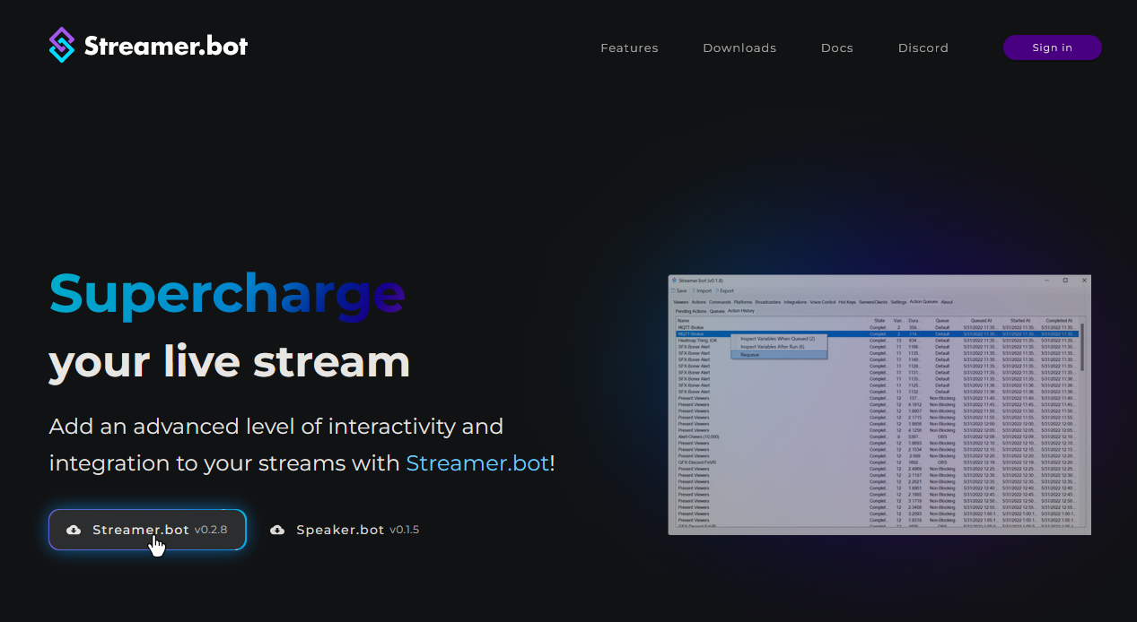 streamer.bot 的網站