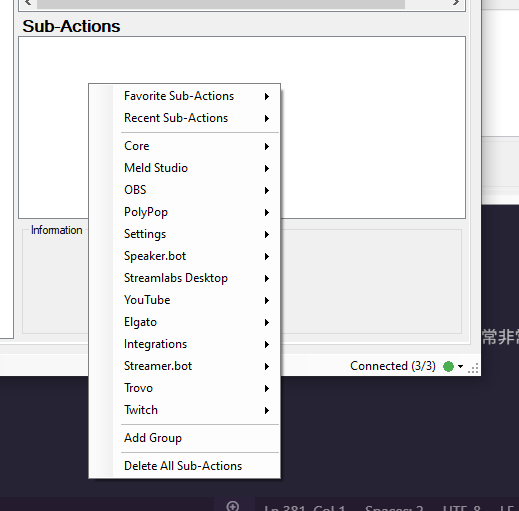 Sub Actions Context Menu