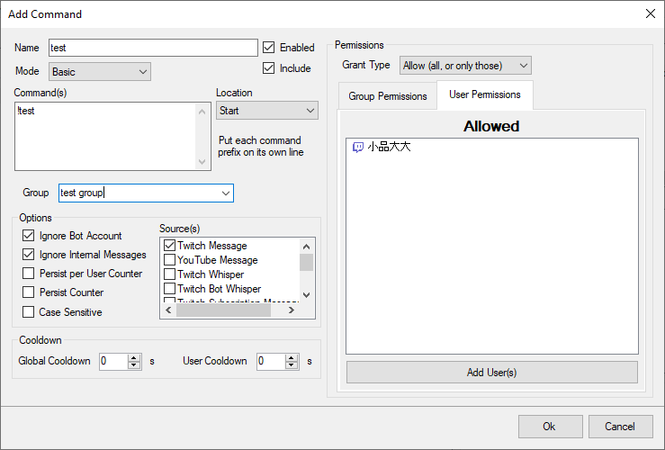 Finished Add Command Settings